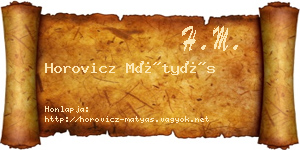Horovicz Mátyás névjegykártya